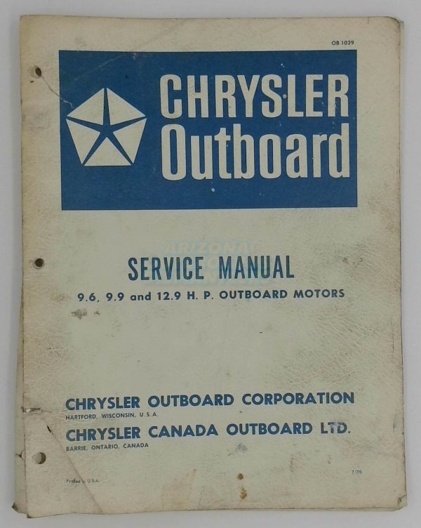 Chrysler Outboard Service Manual 9.6,9.9,12.9 Hp